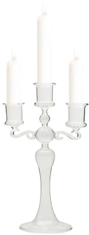 Bougeoir à 3 têtes en verre transparent à 3 branches, chandelier central pour fête à thème, table centrale, décoration, salle à manger, anniversaire, vacances Cenmoo