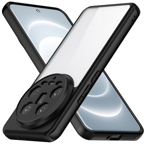 Foluu Clear Case for Xiaomi 14 Ultra, Hard PC Back & Soft TPU Bumper [Not Yellowing] Shockproof Protective Phone Case Slim Fit Thin Cover for Xiaomi 14 Ultra 5G 2024 (Black+Clear)