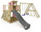 WICKEY Spielturm Klettergerüst Smart Surf mit Schaukel & pastellpinker Rutsche, Outdoor Kinder Kletterturm mit Sandkasten, Leiter & Spiel-Zubehör für den Garten