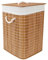 Acan Tradineur - Cesto plegable cuadrado de bambú para ropa sucia, 1 compartimento, incluye asas, tapa y bolsa de tela extraíble y lavable, pongotodo, colada, ligero - 35 x 35 x 50 cm