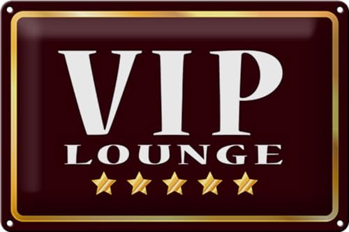 Schild Blech 30x20 cm - Made in Germany - VIP Lounge 5 Sterne Metall Deko Schild