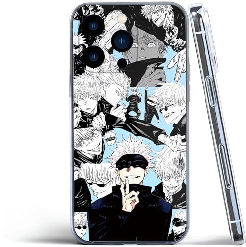 Handyhülle Japanische Anime, kompatibel mit iPhone 13 Pro Max, Hülle für Jujutsu Kaisen, stoßfest, Zubehör, Gojo Satoru Charm, Burgunderrot