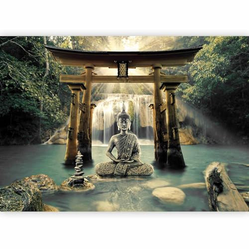 murando Fotomurales Buda Paisaje 500x350 cm XXL Papel pintado tejido no tejido Decoración de Pared decorativos Murales moderna Diseno Fotográfico Zen Spa Cascada p-A-0033-a-b
