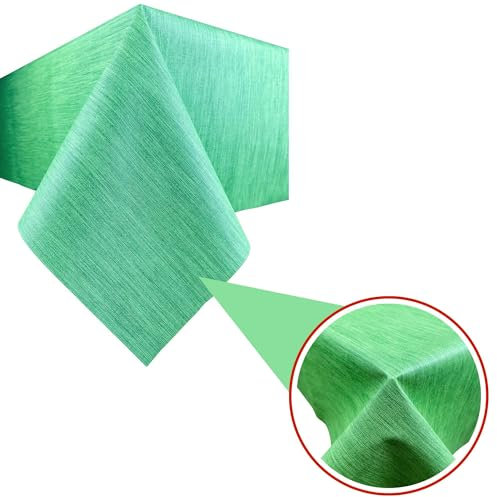 Artwelt Wachstuch Tischdecke Unifarben Gemustert Abwaschbar Wachstuchtischdecke Knitterfrei Tischtuch Folio Ideal für Küche Esszimmer Garten Outdoor Partys Besondere Anlässe (180X140cm, Grün)