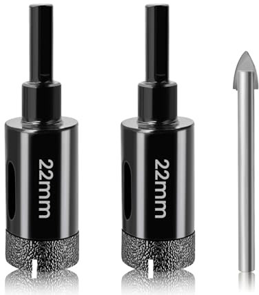 22mm Diamond Drill Bit Set Josaton 2Pcs Diamond Core Hole Cutter with Triangle Shank for Tile Porcelain Marble Ceramic