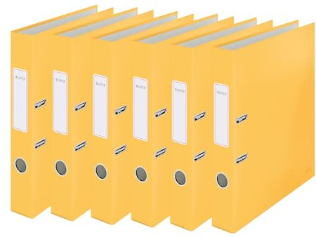Leitz Qualitäts-Ordner, 6er Pack, A4, 350 Blatt, 5 cm Rückenbreite, Warmes Gelb, Cosy-Serie, 10620019