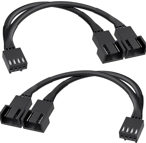 2-Pack 3 Way 4 Pin PWM Fan Splitter Cable 12 Inches, PC Fan Splitter 1 to 3 Converter, PC Fan Extension Cable