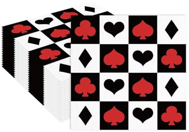 20 Stück Casino Cocktail Servietten,33x33cm Casino Poker Party Einweg Servietten für Casino Spiel Thematische Casino Geburtstagsparty Dekoration