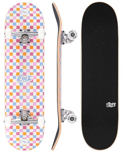 KMX Komplett Anfänger Skateboard mit coolem Design, Skate-Tool | für Jungen,Mädchen,Kinder,Schüler,Erwachsene,7-Lagiges Ahorn-Deck,Double Kick Concave,Aluminium-Achsen,PU-Rollen