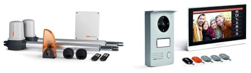 SCS Sentinel, MVE0100, Motorisation vérin Portail battant, 24V, 2 télécommandes & PVF0042 - Interphone vidéo filaire avec badges - option RFID - Ecran tactile - 7 pouces