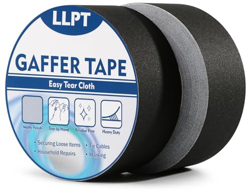 LLPT Panzertape | Schwarzes Hochleistungs-Gaffing-Klebeband | Matt nicht reflektierend leicht abreißbar rückstandsfrei | für Kabelfotografie (PGT532P2BK) | 2 Packungen | 50 mm x 32 m