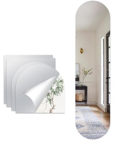 Hode 4 Pezzi Specchio Autoadesivo da Parete 30x30cm, Specchi Adesivi per Armadio Acrilico Interno, Specchio Adesivo Muro Porta Flessibile