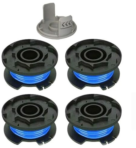 4 Pack Bobine Fil Coupe Bordure Remplacements Compatible for Ryobi One + AC14RL3A 18v 24v 40v Coupe Bordures, Bobine Ø 1,6mm(4 Bobine Fil Coupe Bordure,1 Couvercle)