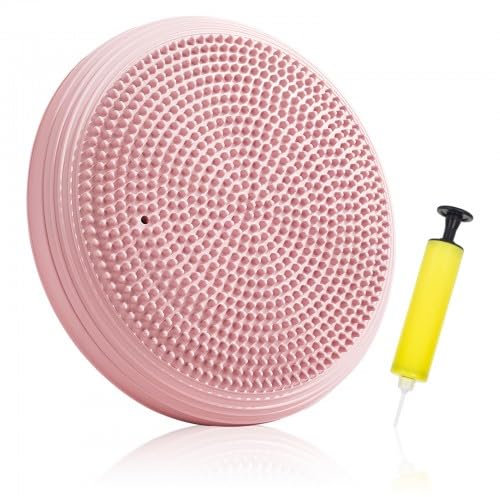 Coussin D'équilibre Balance Board, Améliore La Posture Assise et La Stabilité de L'attention Disque D'équilibre, Coussin Air Gonflable Coussin d’Assise et Équilibre, pour Gymnastique, Yoga (Rose)