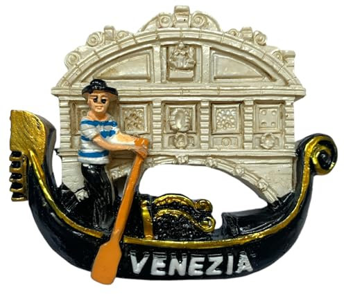 Calamita Magnete da frigorifero 3D di Resina Venezia Gondola Souvenir Regalo Casa Cucina da Collezione 7,5X6,5 cm (60437)
