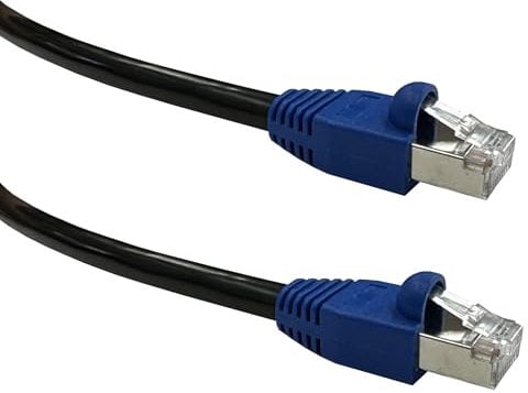Beetronic 10m CAT6 Black Outdoor External Ethernet Network Patch Cable PE CAT 6 1000mbps Direct Burial Weatherproof Waterproof