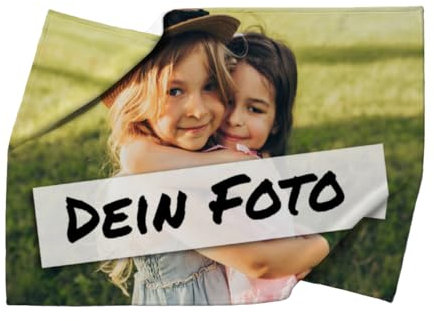 Personalisierte Kuscheldecke mit Foto - personalisierte Fotodecke - Kuscheldecke mit Ihrem Bild - Fotodecke selbst gestalten - Decke Querformat 200 x 140 cm 1 Foto Design 200 x 140 cm