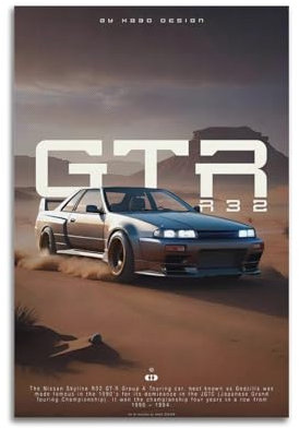JDM Sportwagen-Poster für Gtr R32 Poster, dekorative Malerei, Leinwand, Wandposter und Kunstbild, Druck, moderne Familienschlafzimmer-Dekoration, Poster, 40 x 60 cm