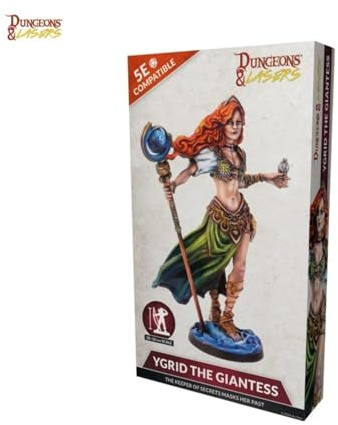 Dungeons & Lasers: Ygrid The Giantess - 1 Miniature with Scenic Base - DND Figurine for Tabletop RPG Games 5E Compatible - Large Scale Unpainted and Unassembled - Ages 14+