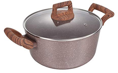 UPLKECNZD Casseruola con Coperchio, pentola per zuppa in Roccia vulcanica con Rivestimento in Ceramica Antiaderente Easy Clean, 24 cm