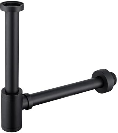 Adjustable Height 0-300mm Brass Round Bottle P Trap for Basin Sink - Available in Matte Black Finishes,1 1/4,SW-83888MB-L.