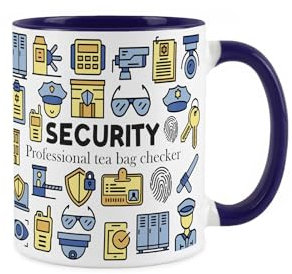 Personalised Security Mug - Customisable Funny Novelty Job Gifts for Security Guards & Bodyguards - Tea/Coffee Hot Drinks Navy Blue Ceramic Cup Present
