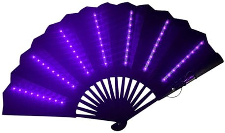 Gupcaqosjw Light Up Rav-e Fan, Folding Handheld Fan, Light Up Hand Fan, Led Handheld Fan, Multipurpose Folding Fan For Belly Dancing, Stage, Photography