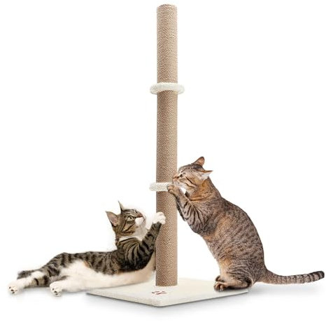 Supernic Cats Scratching Post Tall 89cm Cat Tree Cat Pet Vertical Climbing Resting Activity Tower with Soft Plush Carpet Covered Heavy Base and Sisal Pole for Kittens and Adult Cats (Beige)