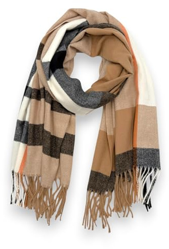 Damen Schal XXL Winterschal kariert Karo Halstuch Poncho kuschelig übergroßer Oversized Herbst Winter warm Plaid Elegant 178x70cm