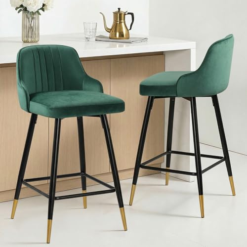 Bekrvio Bar Height Bar Stools Set of 2,74 cm Velvet