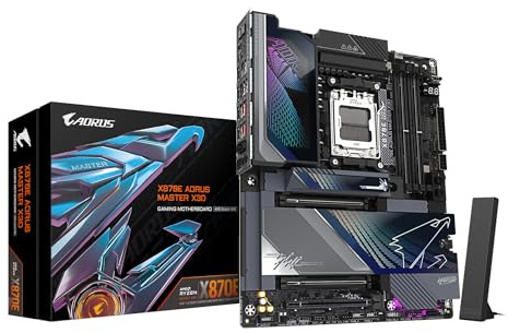 GIGABYTE X870E AORUS MASTER X3D Scheda Madre - Supporta CPU AMD Ryzen 9000, VRM digitale a 18+2+2 fasi, fino a 9000MHz DDR5 (O.C.), 2xPCIe 5.0 + 3xPCIe 4.0, Wi-Fi 7, LAN 10GbE, USB 4