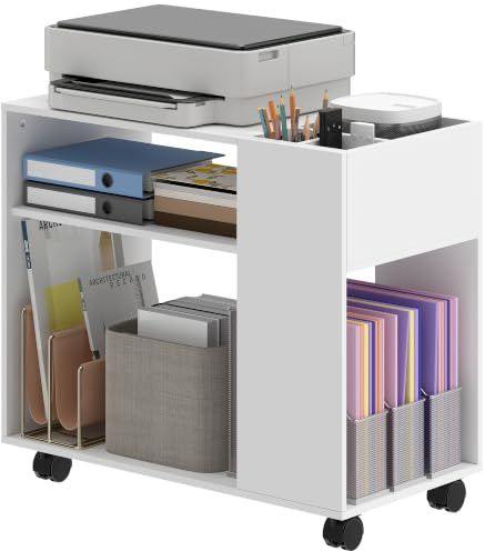HOMCOM Mueble para Impresora Mesa para Impresora 70x36x60 cm Blanco