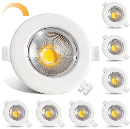 HiBay Einbaustrahler LED Dimmbar COB 10W 65-85mm Weiß Neutralweiß IP44 | LED Spots 230V 4000K 850LM 60° Abstrahlwinkel Einbauspots Rund Metall für Schlafzimmer Wohnzimmer Vorratsschrank