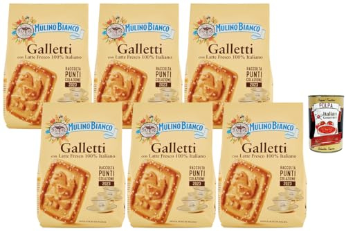 Italian Gourmet Bundle Galletti Butterkekse 6x 350g + Italian Gourmet Polpa GRATIS – Knusprige Frühstückskekse Italienischer Stil Kaffee Kekse Vorrat 2,1kg