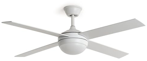 LEDKIA LIGHTING Ventilatore da Soffitto Navy Evo Bianco con Luce LED, Motore DC 30W Silenzioso, Pale in Legno Bianche, 6 Velocità, 132 cm, 48 dB, Telecomando