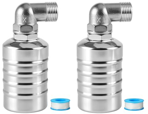 2 Stück Schwimmerventil 1/2 Zoll für Wassertank & Pool, Automatisches Wasserstandskontrollventil aus Edelstahl, Seitenwassereinlass 20 mm, Wasserstandsregler für Regentonne, Viehtränke, Solaranlage