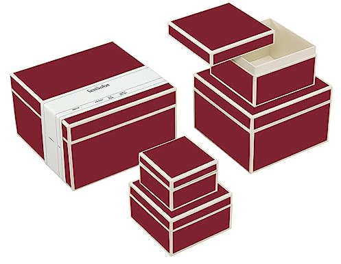 Semikolon 352068 5er Aufbewahrungsboxen - Set 5 tlg - diverse Größen - Geschenkboxen - burgundy dunkel-rot