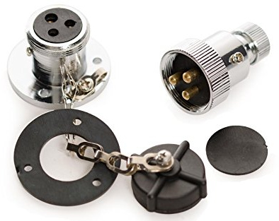 Borddurchlass Borddurchführung Steckverbindung 3-polig 10 Ampere | Messing | Kunststoff | Wasserdicht | Durchmesser: 36 mm