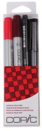 COPIC Ciao Coloured Marker Pen - Doodle Pack of 4 Red, For Art & Crafts, Colouring, Graphics, Highlighter, Design, Anime, Professional & Beginners, Art Supplies & Colouring Books