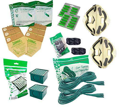 Set 12 Pezzi Sacchi Spazzola Filtro PROFUMI ASPIRAPOLVERE Folletto VK 130 VK 131