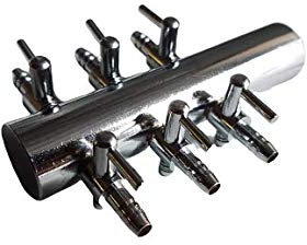 Pondh2o 6 Way Airline Gang Valve Manifold, Stainless Steel Air Pump Manifold 6 Ports for Aeration Distribution Air Flow Splitter Lever Control Valve for Koi Fish Ponds, Fish Tanks and Aquariums