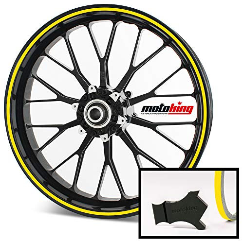 Motoking Felgenrandaufkleber mit Montagetool für Ihr Motorrad / 6 mm/für 10 bis 25 / Farbe wählbar - Gelb glänzend
