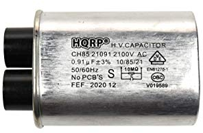 HQRP Microwave Capacitor Replacement 2100V 0.91uf Compatible with Amana Electrolux GE Kenmore Whirlpool, Connect Pin 3/16 Standard Terminal