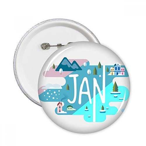 DIYthinker Januar Monat Saison Illustration Runde Stifte Abzeichen-Knopf Kleidung Dekoration Geschenk 5pcs Mehrfarbig L