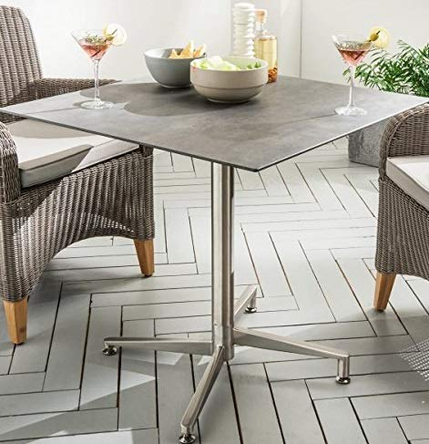 Destiny Gartentisch LOFT 68x68cm, Edelstahl + HPL, Beton dunkel (7654913)