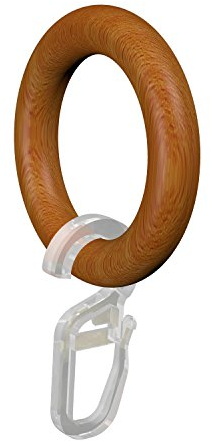 Flairdeco Gardinenringe / Ringe mit Faltenhaken, Holz, Kirschbaum lackiert, 41/27 mm, 16 Stück
