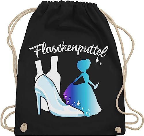 Turnbeutel Rucksack - JGA Junggesellenabschied Frauen - Flaschenputtel I Flaschen Puttel Mädelsabend I Saufprinzessin I Malle Party Trinken I Saufen - Unisize - Schwarz - saufrucksack brauttaschen