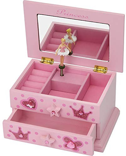 aoory Magische Fee Schmuckkasten Spieluhr Für Kinder Rosa Schmuckkästchen Mit Spieluhr Glitzer Und Fächer Für Ringe
