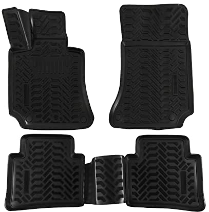 J&J AUTOMOTIVE | 3D Automatten Gummi Matten Gummifußmatten TPE Passend Für E-Klasse W212 / S212 2009-2016, Anti-Rutsch, Allwetter, 4Tlg, Hohes Rand