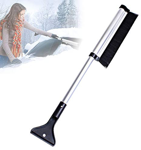 Eiskratzer Auto Schneebürste mit Teleskopstange, Abnehmbar Schnee Pinsel und Schneebesen Eiskratzer Automatische Eisschaber für Autos Truck Suv Windschutzscheibe,(42,2-60) x9.8cm